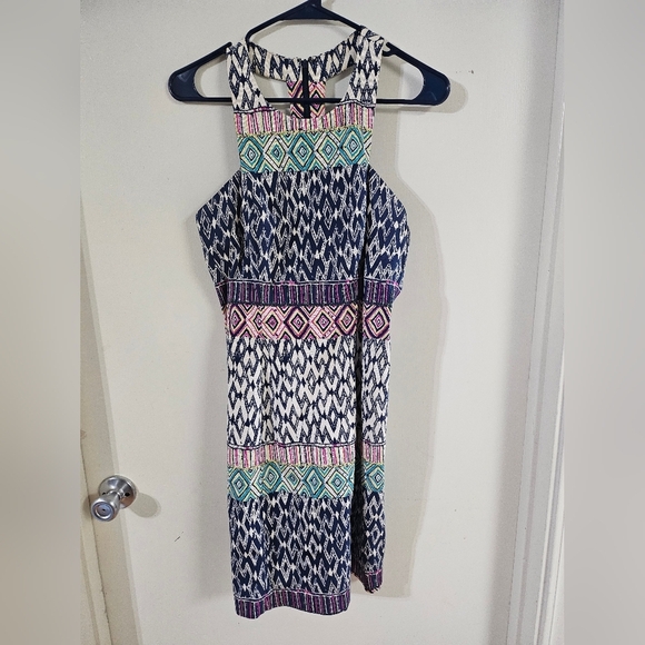 Plenty by Tracy Reese Blue and Pink Halter Sheath Dress - Picture 1 of 7